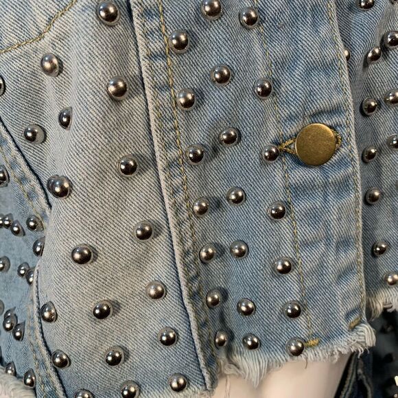 Women’s Blue Jean Riveted Studs & Spikes Denim Jacket - Picture 5 of 17